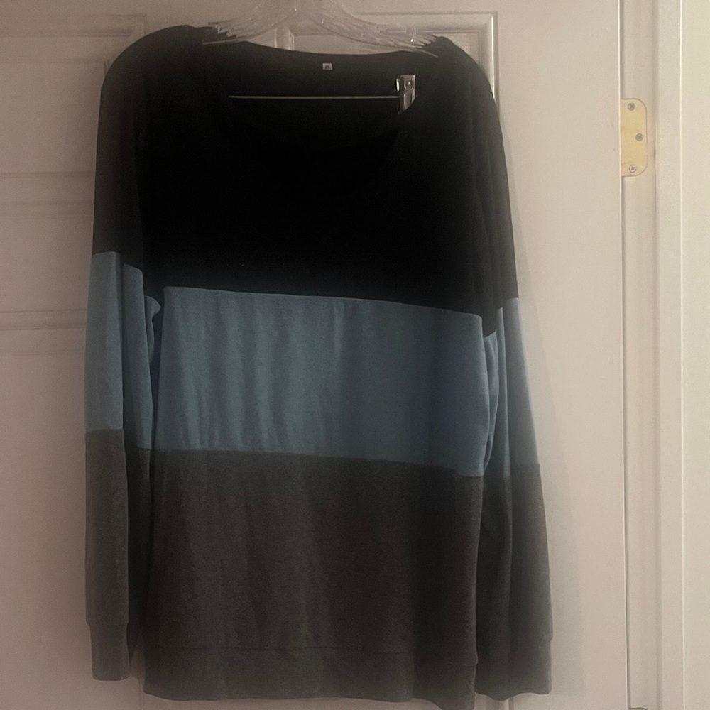Women’s Color Block Top - Black, Blue, Gray